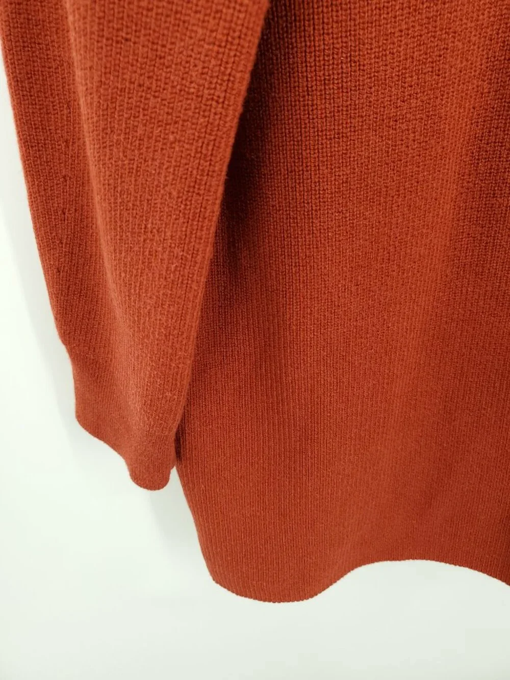 Lululemon Merino Wool-Blend Ribbed Long Wrap Sweater Sz 10 Cayenne Rust Orange